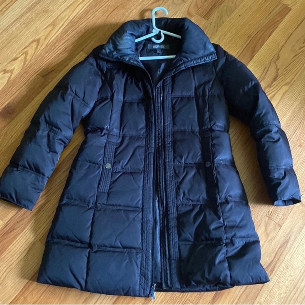Kenneth Cole Reaction long black puffer jacket